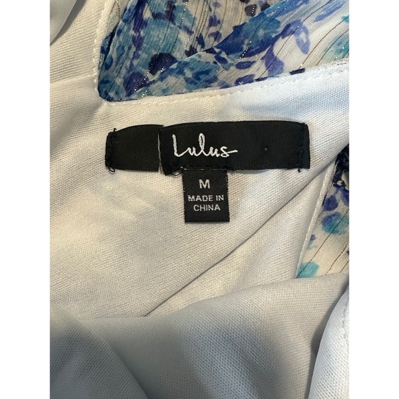 Lulus Floral Maxi Dress Sleeveless‎ Tie Back Casual Summer Blue Medium M - Picture 4 of 7